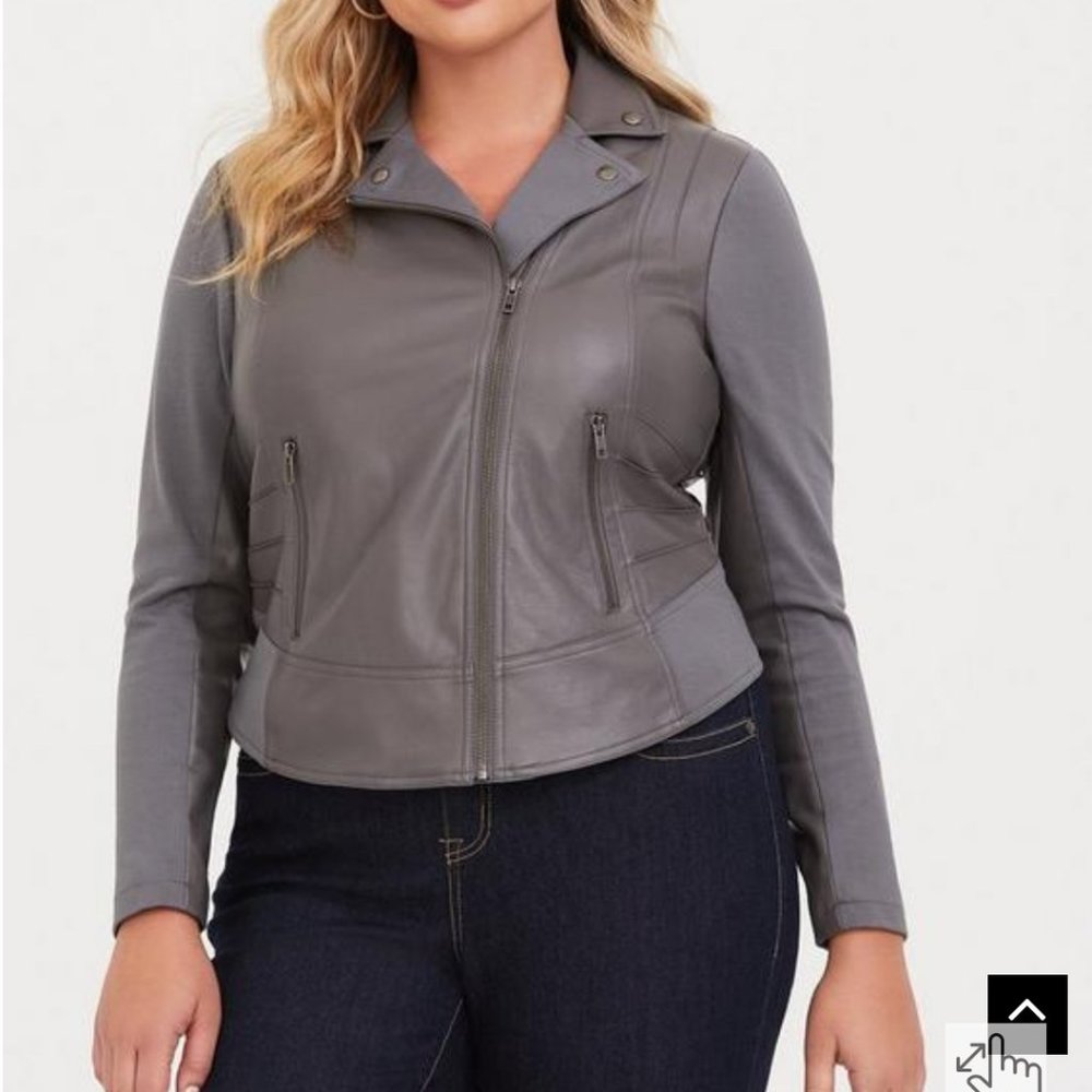 Torrid Grey Mixed Moto Jacket NWT Size 18
